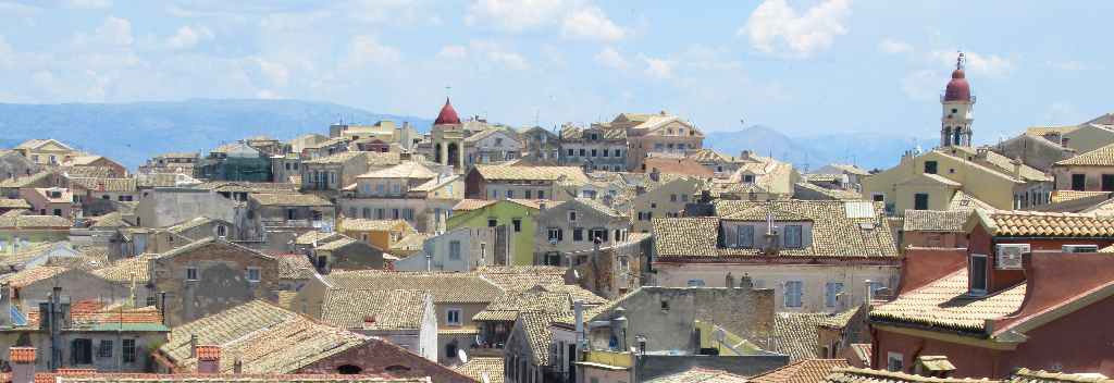 GREECE CORFU rooftops view venitian ottoman crusader castles history travel